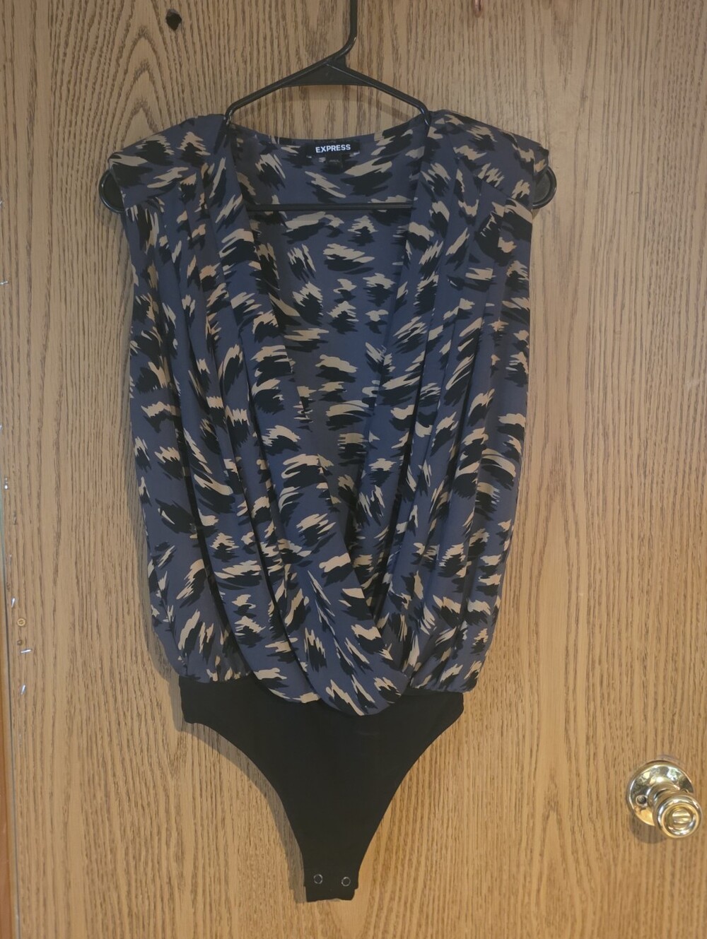 Express Draped Abstract Print Bodysuit
